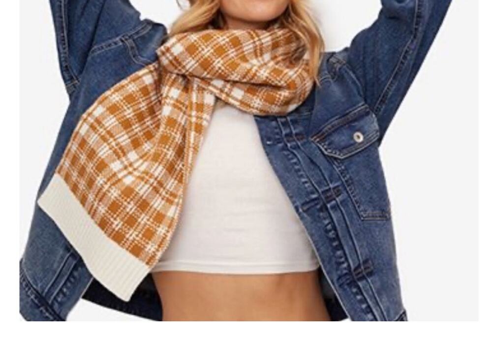 Unisex Timberland Buffalo plaid cream and tan winter fall scarf